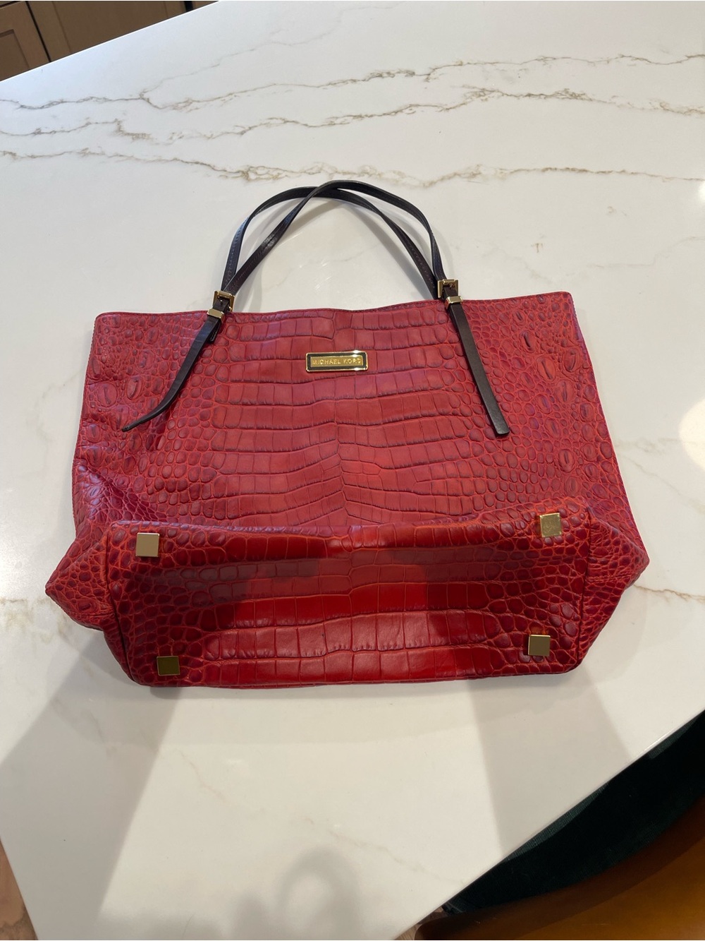 Michael Kors GIA Croc-Embossed leather  Tote Bag with Gold Hardware $798